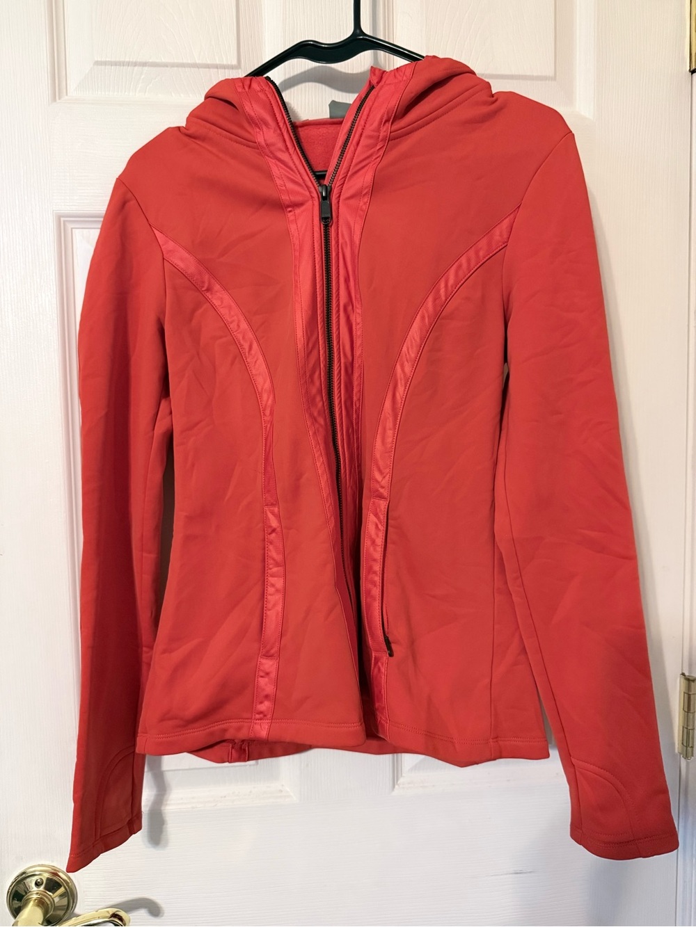 Athleta Coral Red Hooded Zip-Up Jacket
